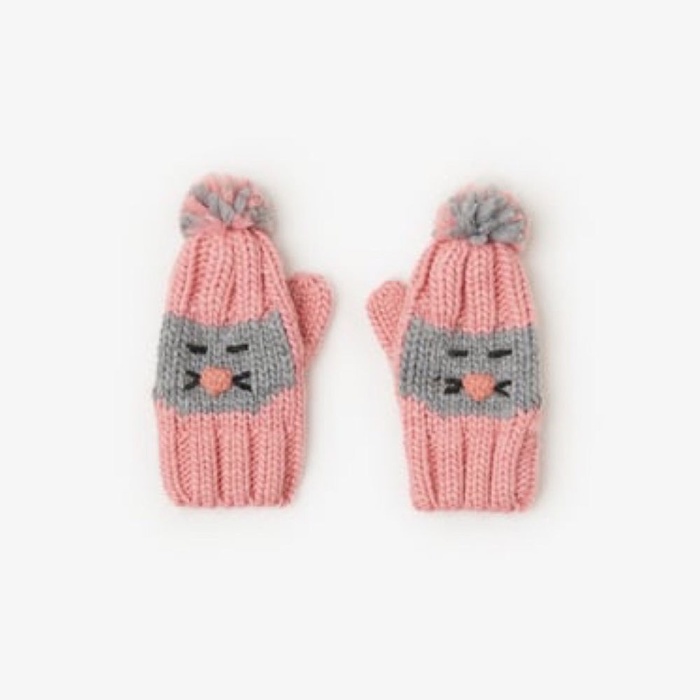 Zara Baby NWT Cat Appliqué Mittens 12-24 Months